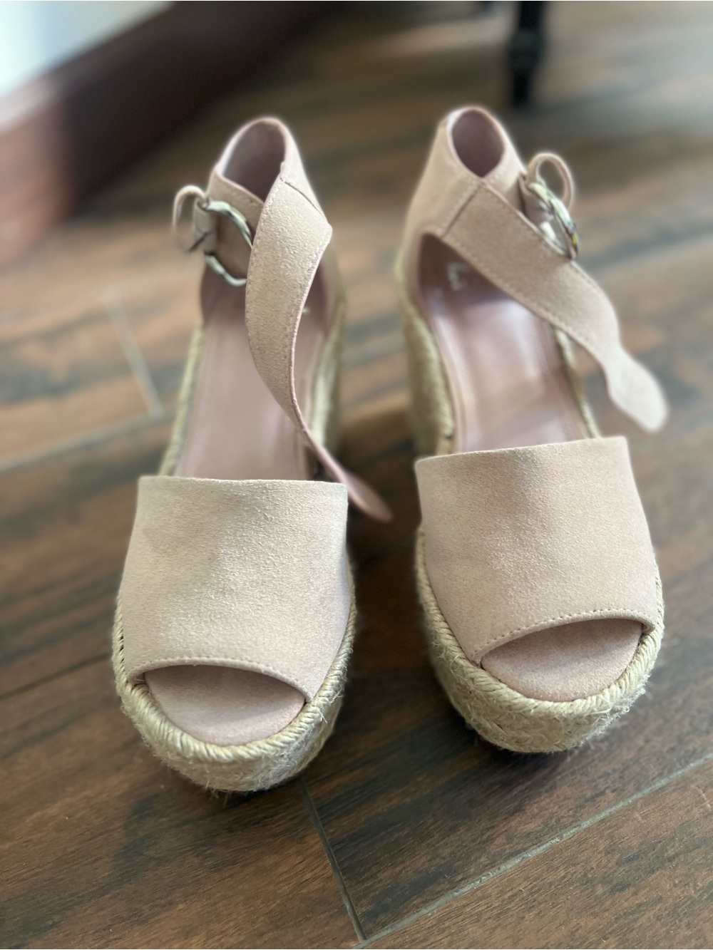 Women's Blush taupe Marc fisher Espadrille Wedge Sandals